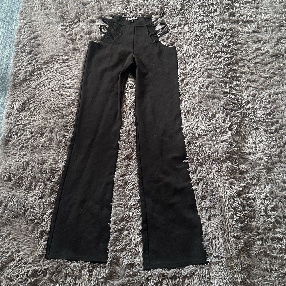 Black I AM GIA Three Strap Embellished Pants
